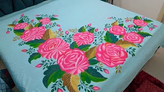 new design bedsheet painting 🖌️🎨easy bedsheet painting 🖌️🎨 [upl. by Nomar]