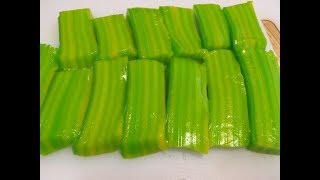 Steam Pandan Layer CakeThai Khanom ChanQhia Ua Qhob Noom Pandan Layer Cake Noj [upl. by Ternan]