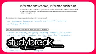 Informationssysteme Informationsbedarf  Wirtschaftsinformatik [upl. by Villiers551]