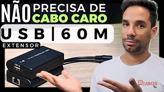 EXTENSOR USB 20 de 60m com CABO DE REDE e HUB [upl. by Symer]