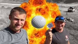 Golf Ball CANON Vs 2 Inches of Glass Tabletops [upl. by Rezal]