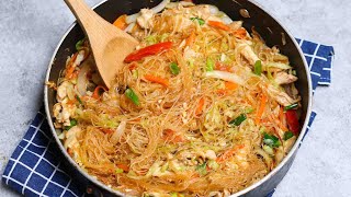 Pad Woon Sen THAI GLASS NOODLES STIR FRY RECIPE [upl. by Anehsuc]