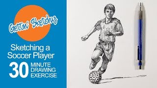 How to Sketch a Soccer or Football Player  Gettin Sketchy Live [upl. by Nitnelav797]