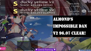 osumania 4k  ALMONDs Impossible dan V2  9607 S Clear  836k [upl. by Ramos]