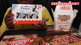 ASMR GERMAN CANDYCHOCOLATE TWIXFERRERO ROCHERKINDER PINGUIRAFFAELLOMON CHERIE [upl. by Annyahs]