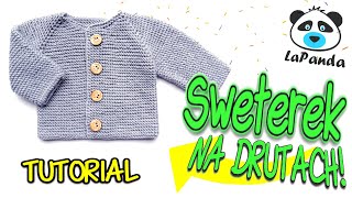 PROSTY SWETEREK NA DRUTACH DLA NIEMOWLAKA 1 Jak zrobić  LaPanda EASY KNITTED BABY CARDIGAN [upl. by Newra]