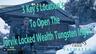 Assassin´s Creed Valhalla  How To Open  Jorvik Locked Wealth Tugsten Ingot Chest  3 key Location [upl. by Reinhold752]