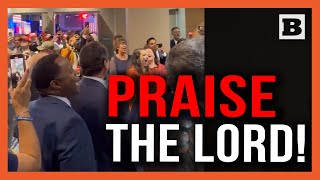 Beautiful Trump Supporters Praise God at Victory Party Sing quotHow Great Thou Artquot [upl. by Eimot]