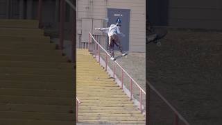 World Record Skate Trick Lazer Crawford Front Blunt 28 Stair Rail shotoniphone skateboarding [upl. by Nuahsyd446]