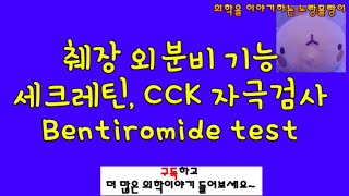 췌장 외분비 기능 검사 Secretin세크레틴 cholecystokininCCK stimulation test Bentiromide test [upl. by Maclean]