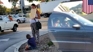 Fake beggar Pregnant panhandler has a Benz lives in expensive apartment in San Diego [upl. by Swain]