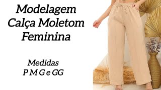 Como fazer MOLDE CALÇA MOLETOM FEMININA COM NERVURAS [upl. by Andromeda]