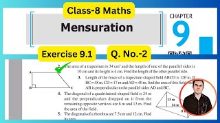 Class 8 Maths Chapter9 Mensuration Exercise 91 QNo2 NCERT solutions [upl. by Farris]