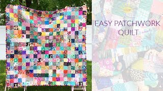 Easy Patchwork Quilt tutorial [upl. by Outhe865]