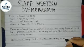 How To Write A Staff Meeting Memorandum Step by Step  Writing Practices [upl. by Addis]