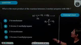 What is the main product of the reaction between 2methyl propene with \HBr\ [upl. by Onaireves]