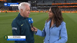 Matildas Coach Tom Sermanni Talks to 10 Footballs Niav Owens on Polks [upl. by Aramoix237]