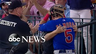 Cubs player in tears after foul ball hits young girl [upl. by Ossy]