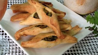 Fatayer Sabanekh  Spinach Pastry Recipe ขนมปังกรอบไส้ผักขมแบบอาหรับ [upl. by Ayamahs]