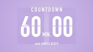 60 Min  1 Hour  Countdown Flip Clock Timer  Simple Beeps 🫐 🔔 [upl. by Kaslik785]