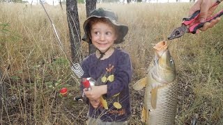 I got a fish  kid catching big carp on Emmrod Packer [upl. by Ahcmis993]