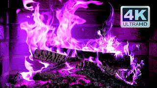 🔥 PURPLE FIREPLACE 4K Ultra HD Halloween Ambience [upl. by Nirehtac87]