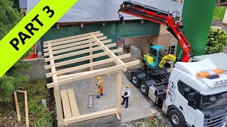 Build a small machine shed at farm RC excavator Yanmar B37V Scania MAN Truck Cat 279D Part 3 [upl. by Aeila]