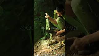 Solo Man building a outdoor shelter for his survival short shelter camping [upl. by Odell]