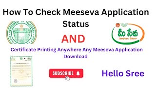 How To Check Meeseva Application Status  Certificate Printing Anywhere Any Meeseva Application [upl. by Euqitsym629]