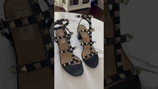 ROCKSTUD CALFSKIN ANKLE STRAP SANDAL BLACK 60 MM [upl. by Nena175]