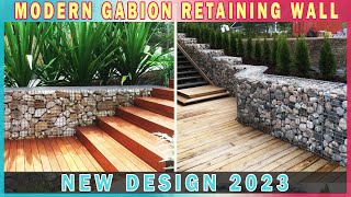 NEW DESIGN 2023 40 Modern Gabion amp Pebbles Retaining Wall For Garden Landscaping [upl. by Illehs]