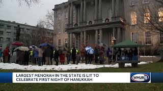 Largest menorah in NH lit to celebrate start of Hannukah [upl. by Derfliw]