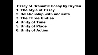 Essay of dramatic poesy By John Dryden [upl. by Adlei]