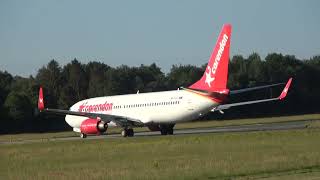 Corendon Airlines Europe B737800 Takeoff Groningen Airport Eelde [upl. by Idrahs]