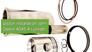 John Deere 4045 USA45 L 4cylinder engine Piston and Connecting Rod installation [upl. by Hiasi]