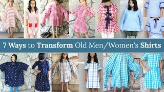 DIY  7 WAYS TO TRANSFORM OLD MENWOMENS SHIRTS  Refashion [upl. by Ancier]