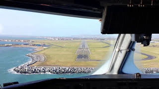 Isle of Man landing at Ronaldsway Airport EGNS Cockpit view [upl. by Ynnob614]