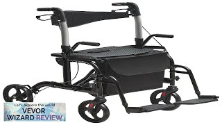 VEVOR 2 in 1 Rollator Walker amp Transport Chair for Seniors Folding Review [upl. by Dorie]