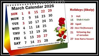 March Calendar 2026 marchcalender2026 [upl. by Eneleh]