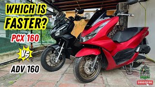 MAS MABILIS ba ang PCX 160 vs ADV 160  Battle of the Honda Scooters [upl. by Arihsa]