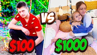 100 vs 1000 CAMPING OVERNIGHT CHALLENGE [upl. by Alleira33]