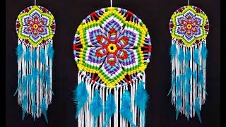 Mandala  Huichol Eye of God Wall Hanging  Mandala Macrame Dream Catcher step by step tutorial [upl. by Astred]