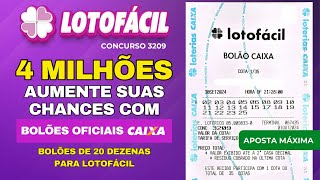 BOLÃO DE 20 DEZENAS PARA LOTOFÁCIL 3209 HOJE 4 MILHÕES DE REAIS💰 [upl. by Andrel]