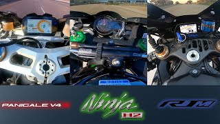 Top Speed Ninja H2 Panigale V4S Yamaha R1M [upl. by Holey]