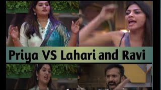 Priya Ravi Lahari full fight  biggbosstelugu5 anchorravi lahari priya [upl. by Elleinnad]