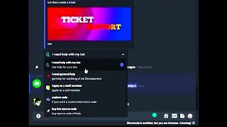 How to make a dropdown menu ticket system discord bot discordbot discord bot [upl. by Quintie581]