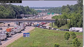 Semi flips spills garbage on I65 North [upl. by Eremehc]