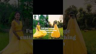 Umbrella lehnga cutting and stitching with cancanEasyway haldilehengacholi viralvideo design [upl. by Asikal385]