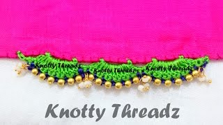 How to make Saree Tassels with beads using Silk Thread [upl. by Emelin]