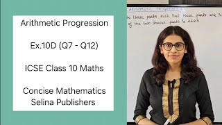 ICSE Class 10 Maths  Ex10D Q7  Q12  Arithmetic Progression  Concise Selina Answers [upl. by Nisay]